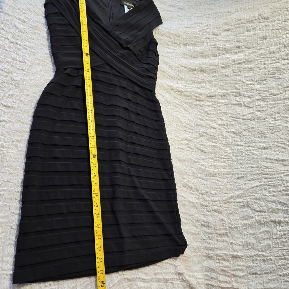 Tadashi Shoji Black Stretch Bandage Cocktail Party Dress Sz S‎ Sheath Gala Comfy - Picture 14 of 14